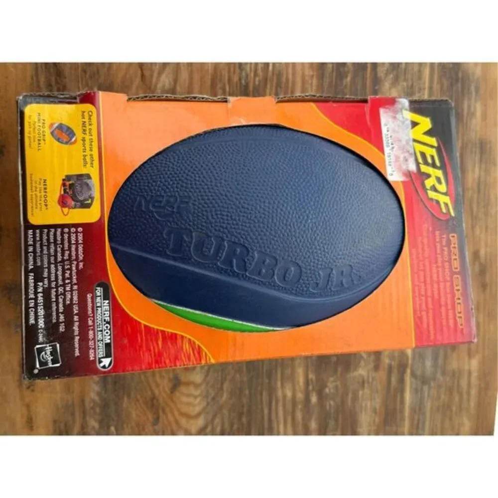 Vtg 2004 Hasbro‎ 2004 NERF Super Grip Turbo Jr Mini Football Foam Green Blue